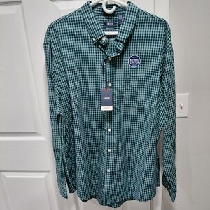 Izod Men's Teal Checkered Button Down Shirt XL New